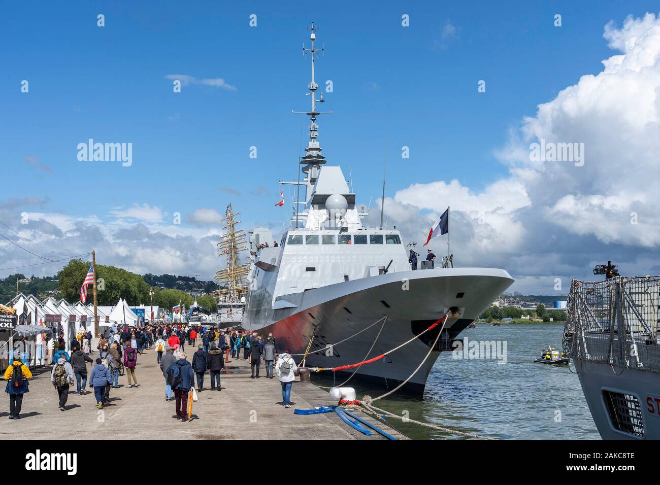 France, Seine Maritime, Rouen, Armada of Rouen 2019, The frigate Bretagne Quai Richard Waddington Stock Photo