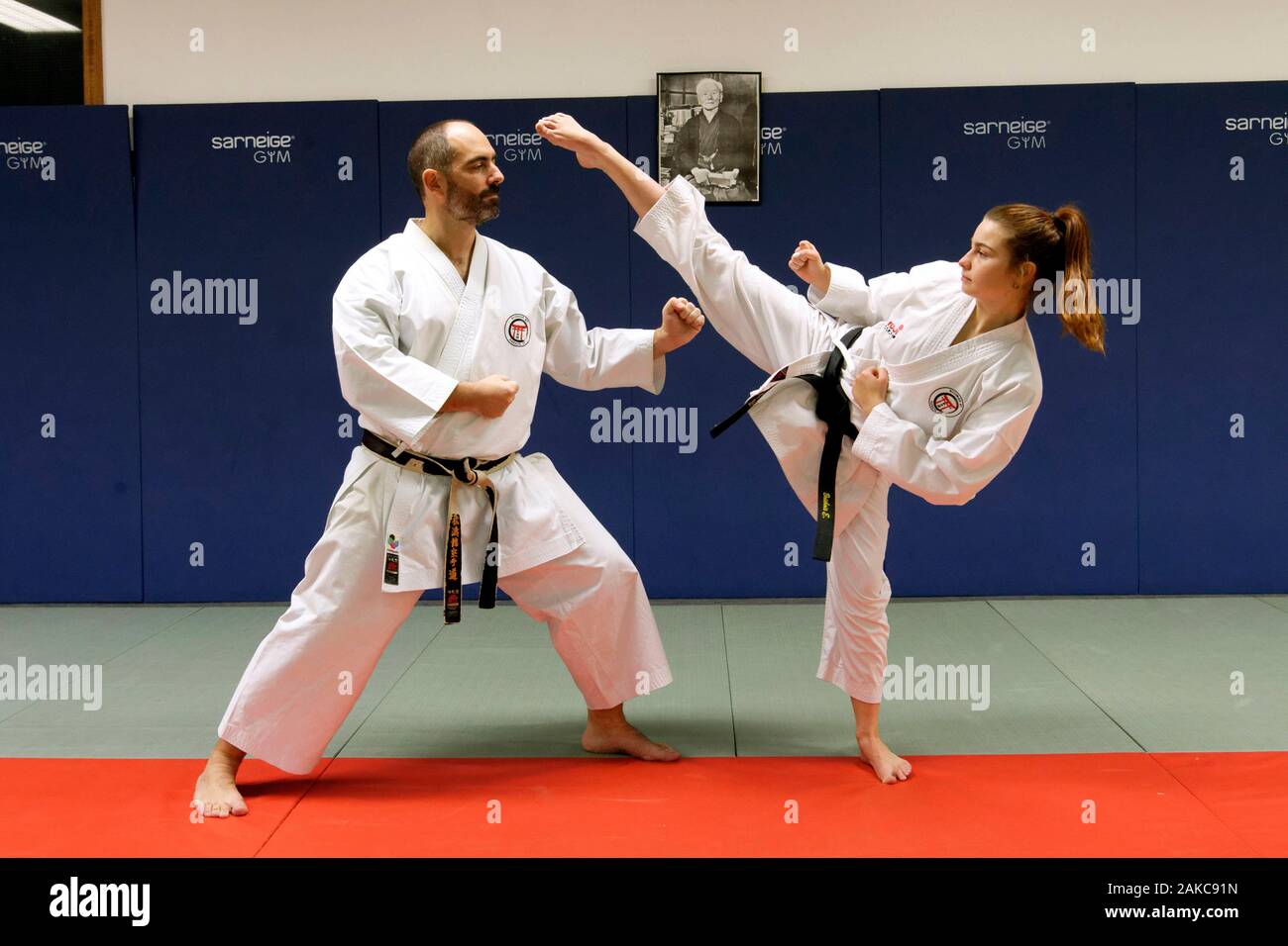 France, Bas Rhin, Strasbourg, La Wantzenau, Budokan 67, Karate section,  training Stock Photo - Alamy