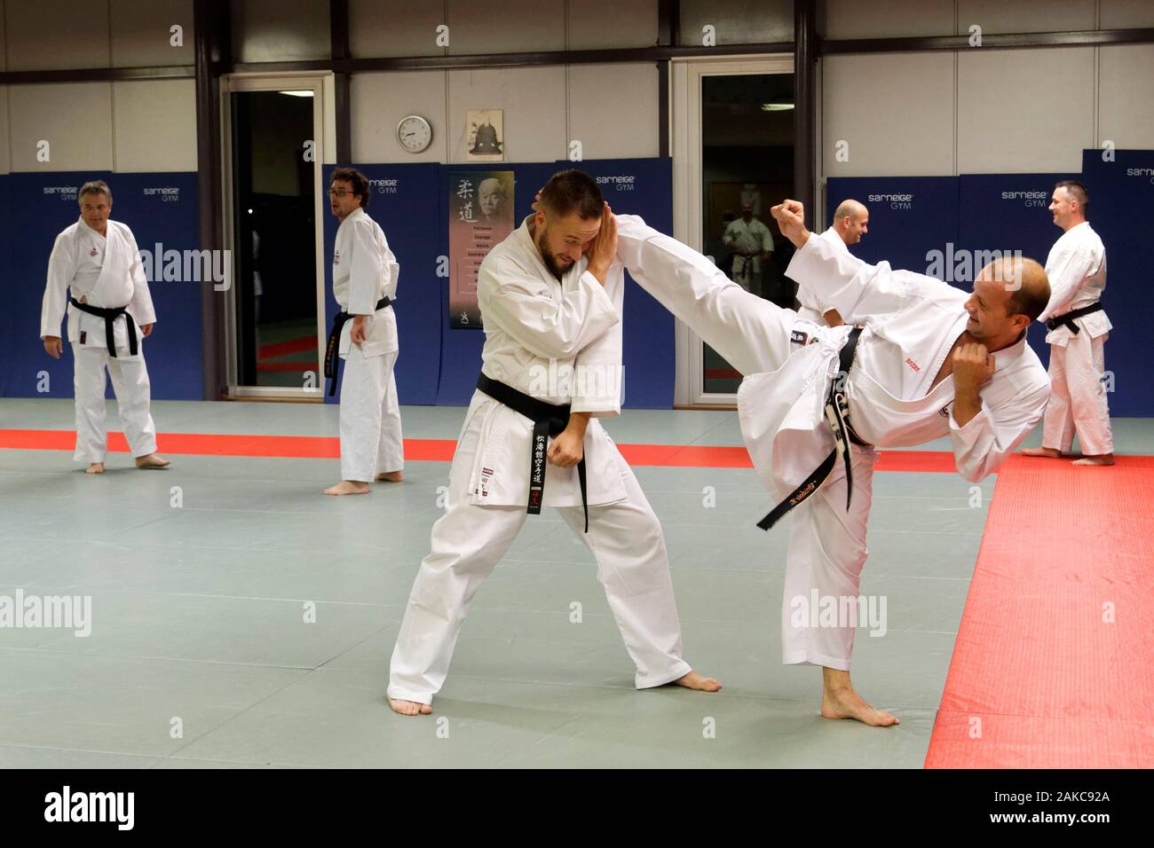 France, Bas Rhin, Strasbourg, La Wantzenau, Budokan 67, Karate section,  training Stock Photo - Alamy