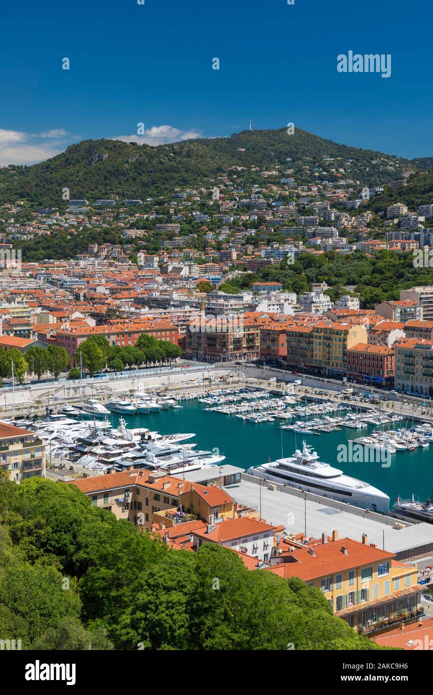 France, Alpes Maritimes, Nice, the old port or port Lympia from the Castle Hill Stock Photo
