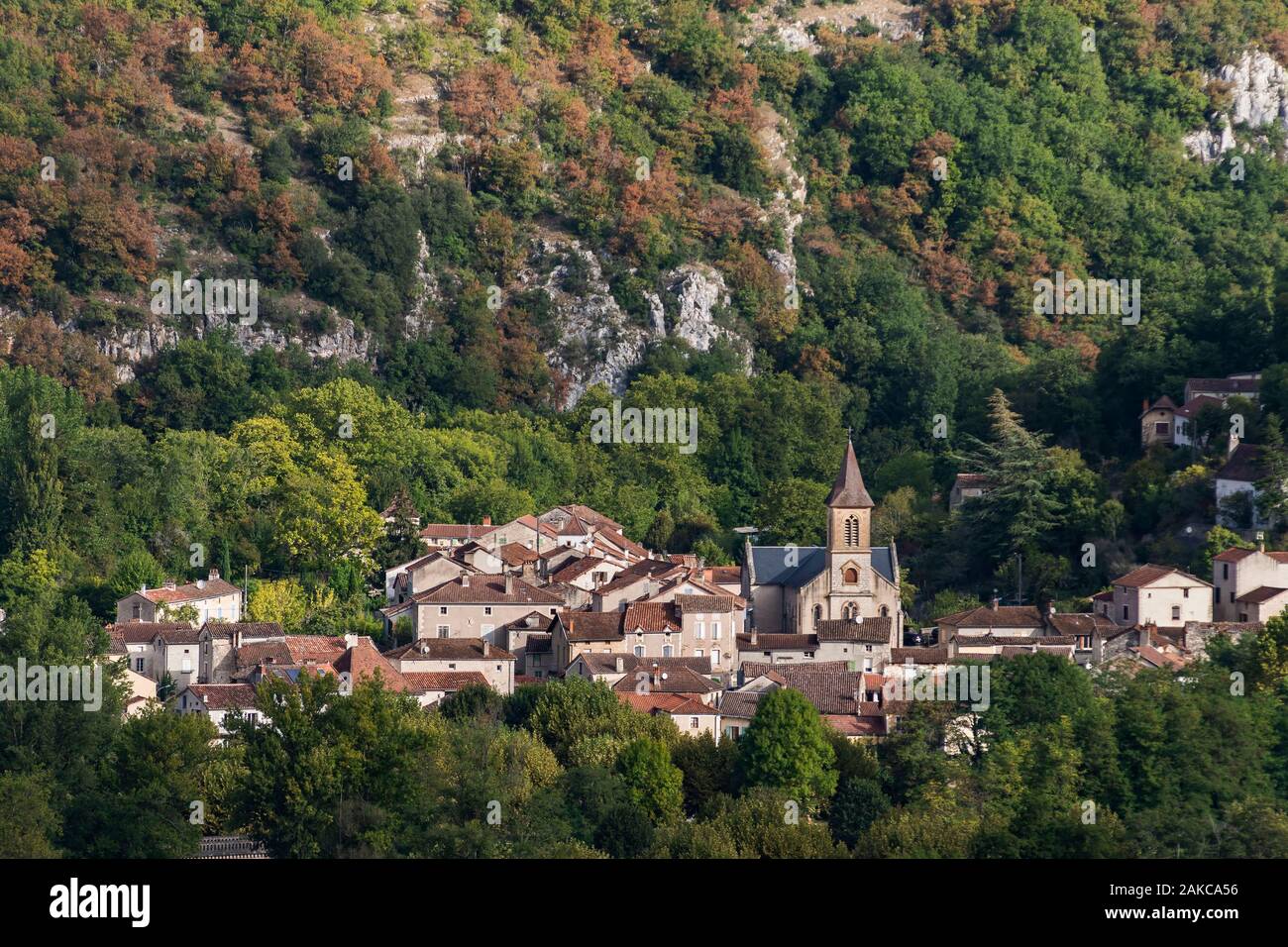 France, Occitania, Lot departement, Geopark of Quercy, Vers Village on Lot valley Stock Photo