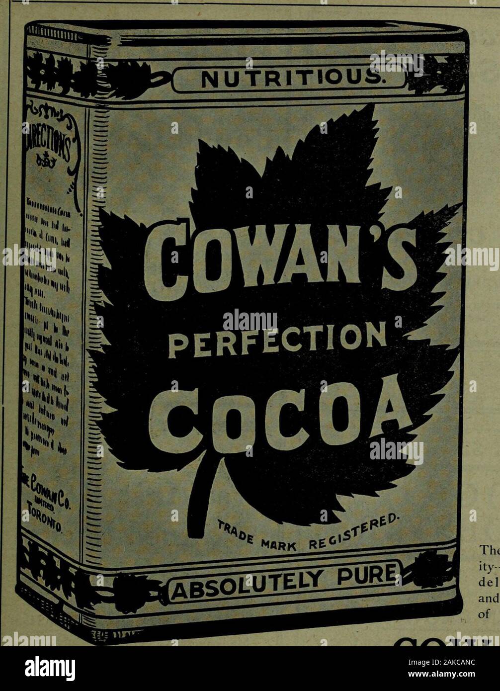 Canadian grocer January-June 1910 . WRITE TO SOLE Write a post-card—noiv when you think of it—and a full-sizedpackage, together with prices, will be forwarded immediately. MacGreegor Specialty Co.,Toronto CANADIANIMPORTERS HOLLAND RUSK CO., Holland, Mich. MAKERS OF HOLLAND RUSK IN AMERICA 3« 700 stores inu Toitonto aloneare handling—and pushing—Holland Rusk.Toronto peopleare delightedwith TheDaintyDutchDelicacy. r THE CANADIAN GROCER. The absolute pur-ity—the uniformlydelicious flavorand the economyof COWANS Cocoa Perfection is made known by liberal advertising. It is the strongestand best sel Stock Photo