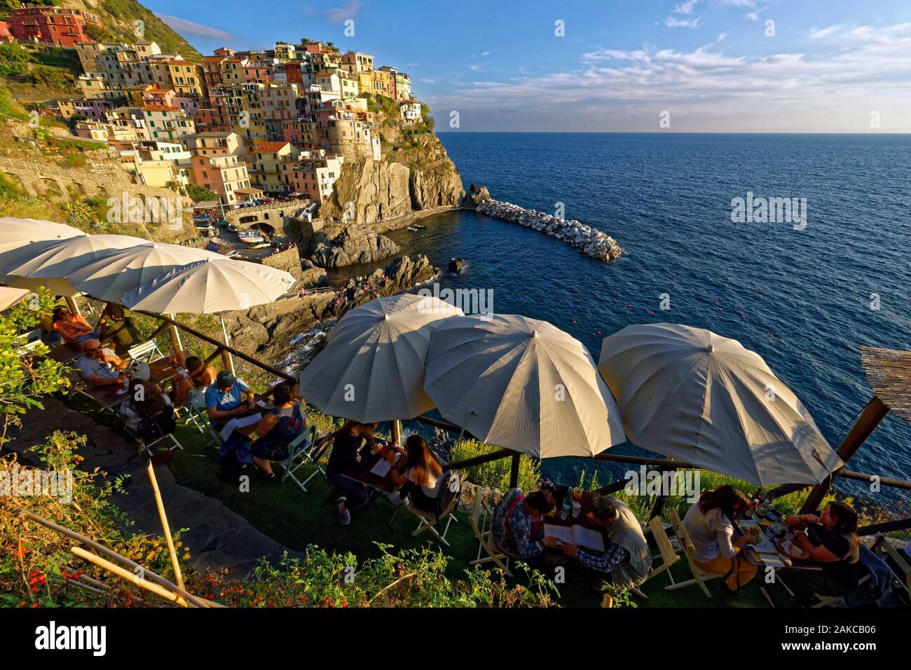 Italy Liguria La Spezia Province Cinque Terre National Park Listed As World Heritage By Unesco Manarola Village Nessun Dorma Restaurant Bar Stock Photo Alamy