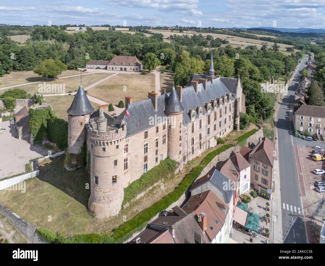 France, Allier, Lapalisse, castle of La Palice (aerial view Stock Photo -  Alamy