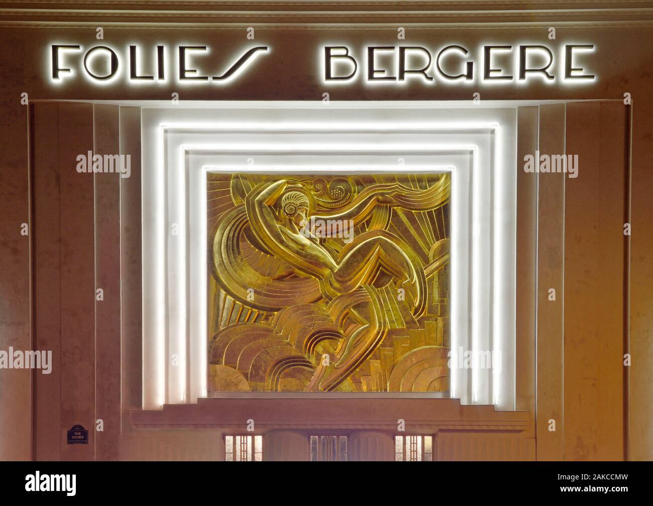 France, Paris, Les Folies Bergere is a cabaret music hall, located 32 rue Richer inaugurated in France, Paris, Les Folies Bergere is a cabaret music hall, located 32 rue Richer inaugurated in