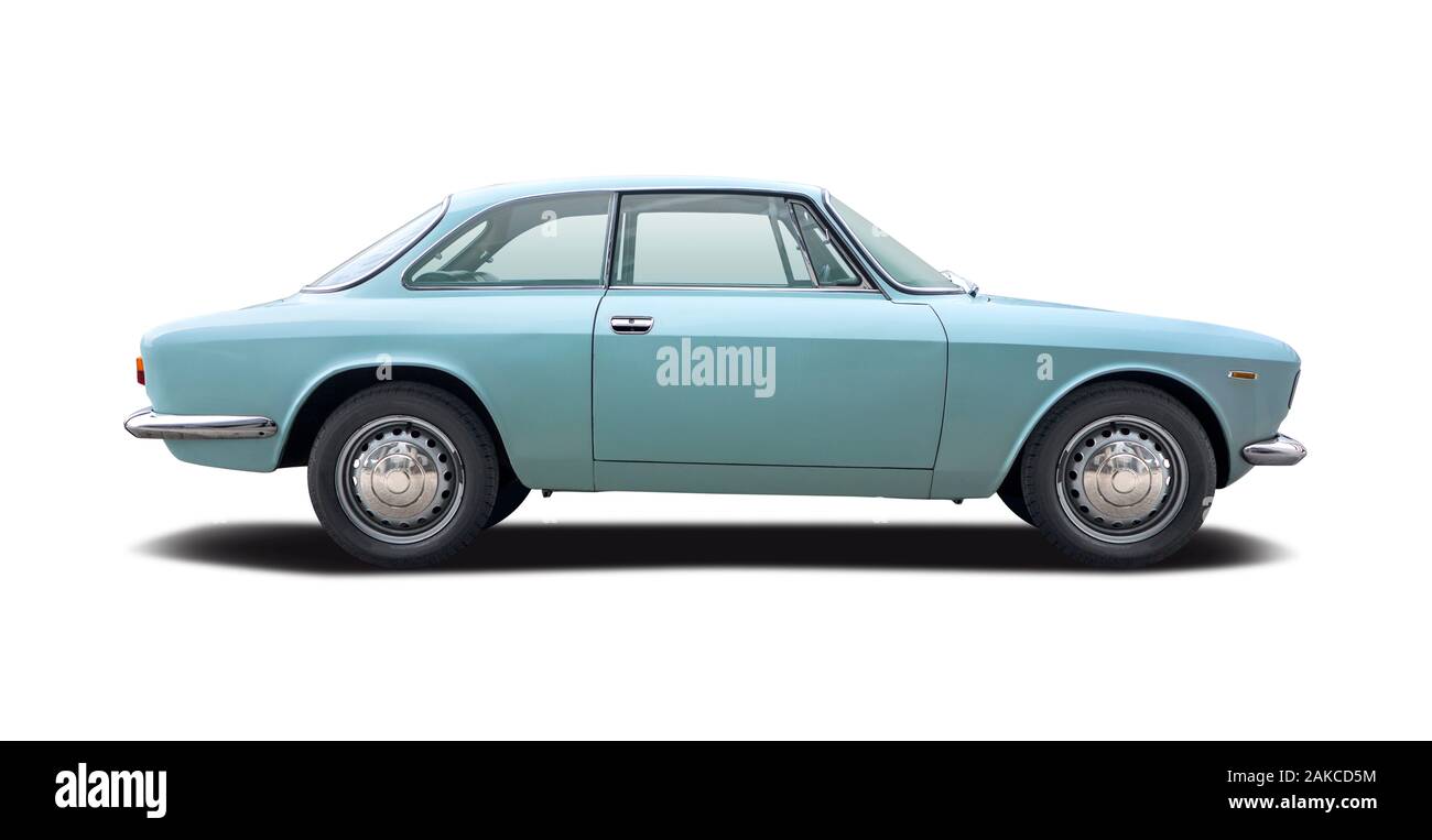Classic Italian sport car side view isolated on white Stock Photo - Alamy
