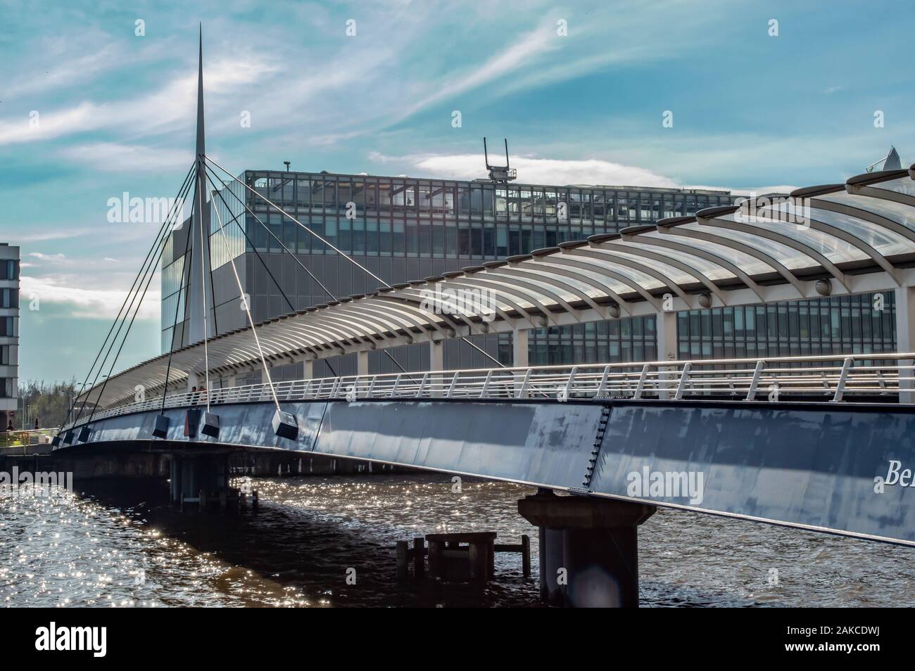 Millennium Bridge over the River Clyde connecting Pacific Quay and the SECC, Glasgow Stock Photo
