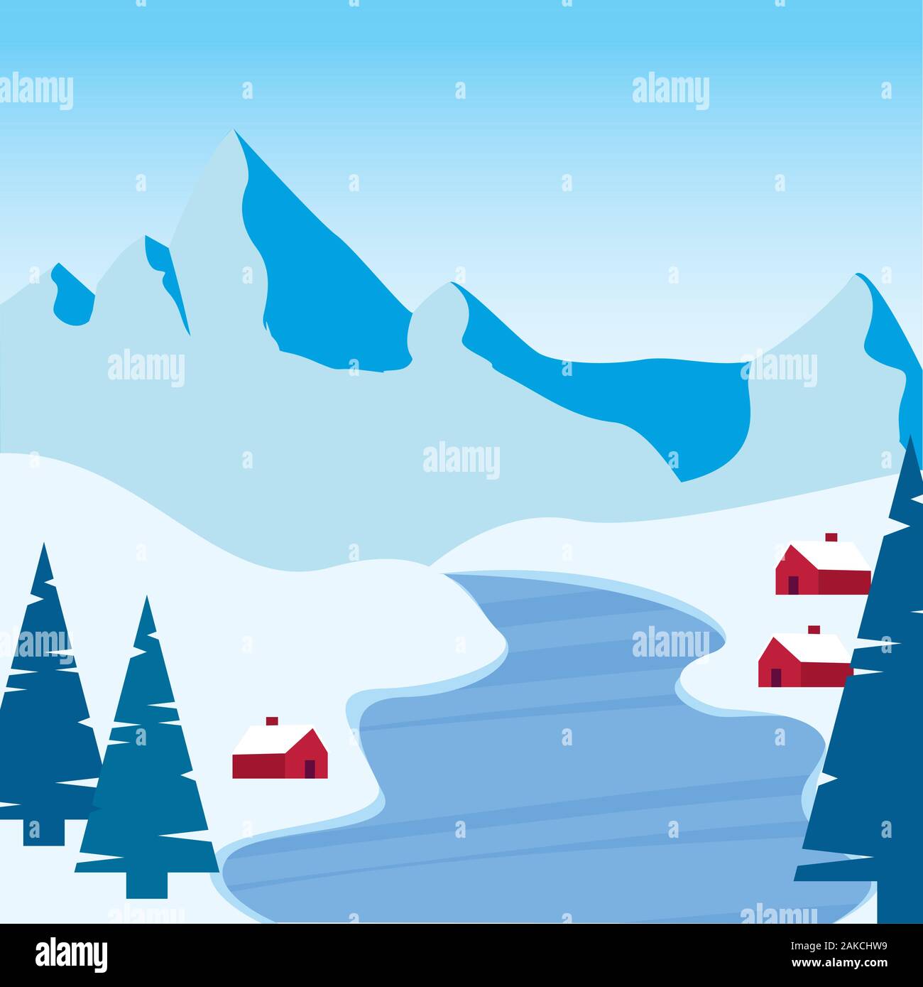 Beautiful winter landscape Stock Vector