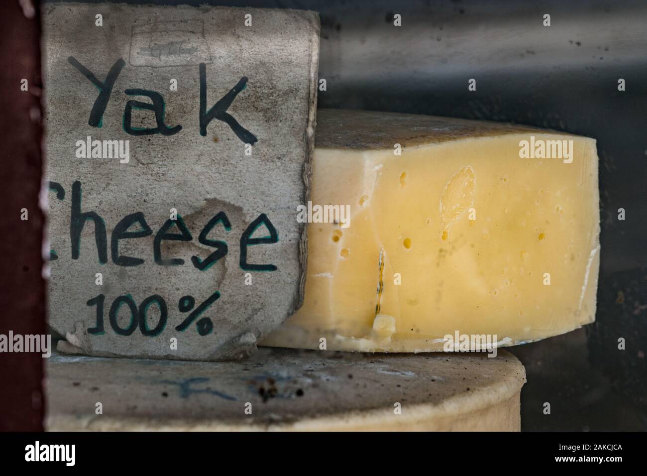 Yak cheese sold in Kagbeni village, Mustang district. Nepal Stock Photo