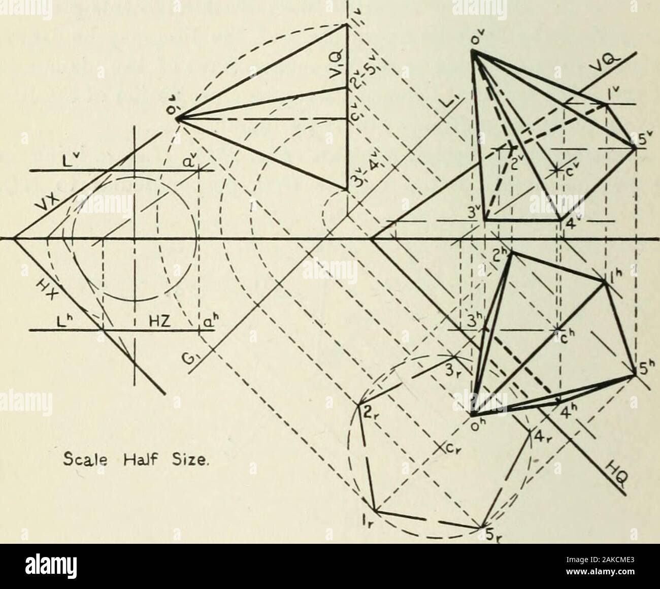 Descriptive Geometry Vui T L Project A To Axv And Through This Point Draw The Fi Trace Andedge View Vq Draw Project From L Gt H To 6 Making The Distance From Bv To Gl