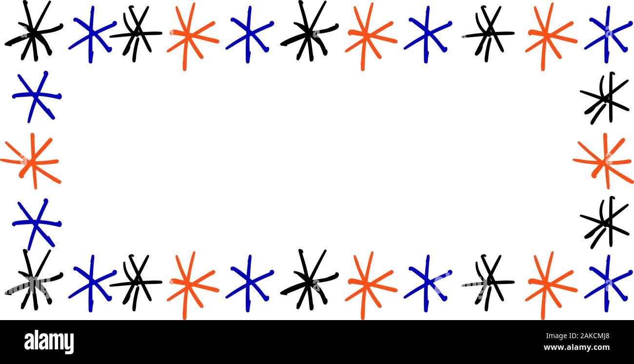simple frame isolated on white background. Snowflakes multi-colored. Children's style.. Stock Vector