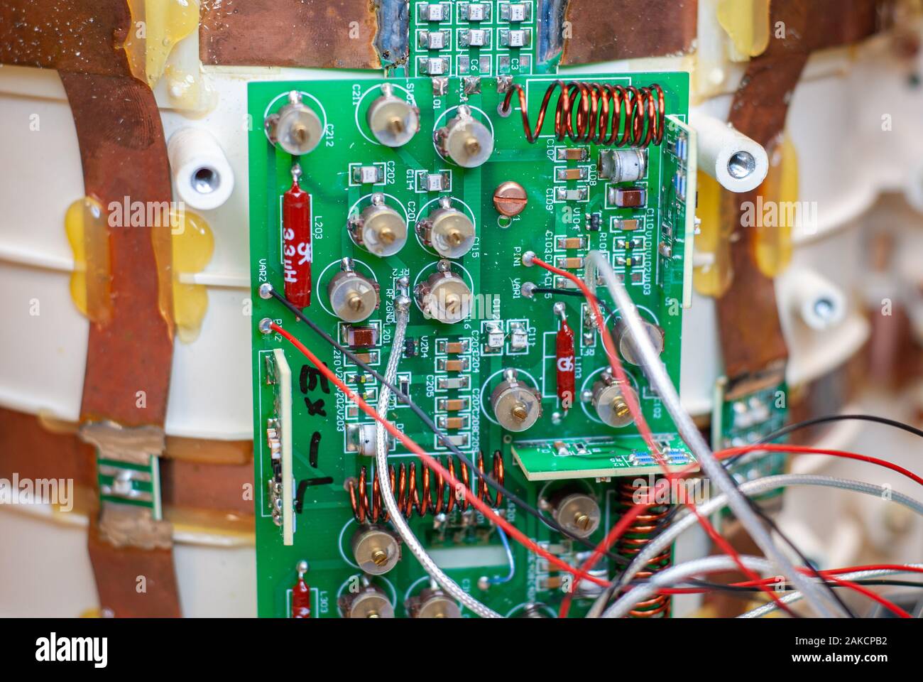 Electronic parts of a broken board, to be repaired Stock Photo Alamy