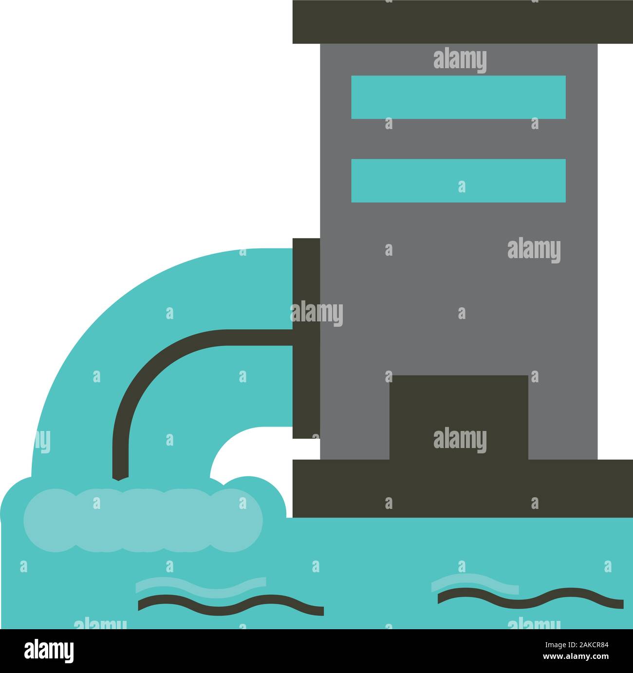 Industrial factory and sea design, Pollution environment dirty danger