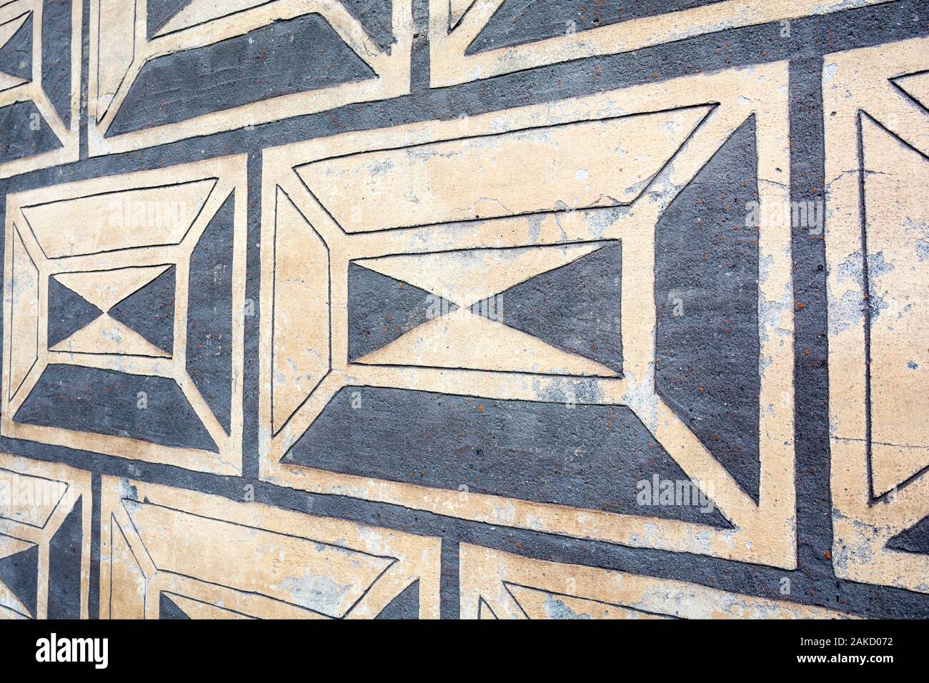 A detail of a facade of granary covered with sgraffito in Branice near Cracow, Poland Stock Photo