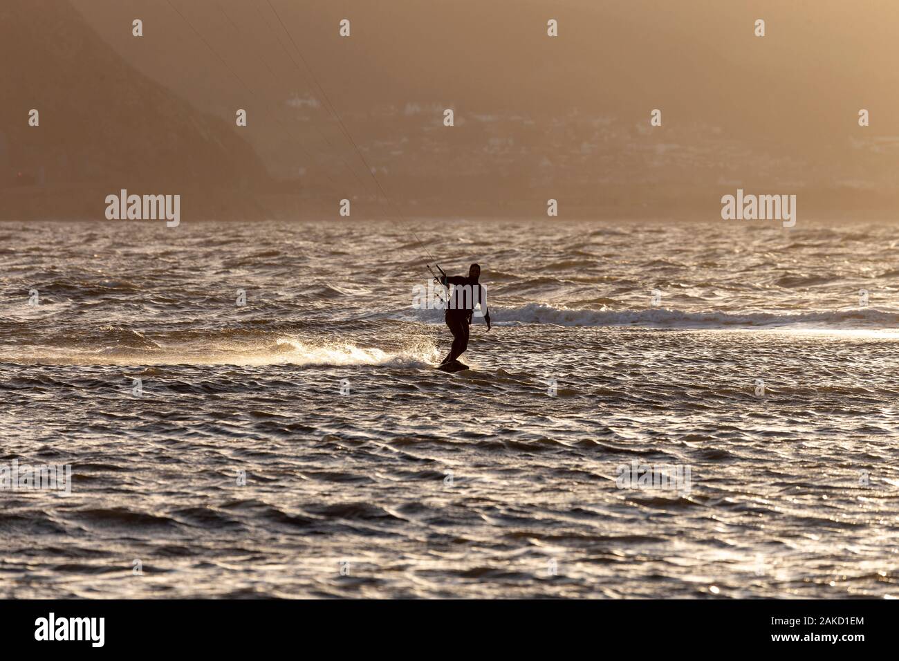Kite surfing at Llandudno West Shore, North Wales coast Stock Photo