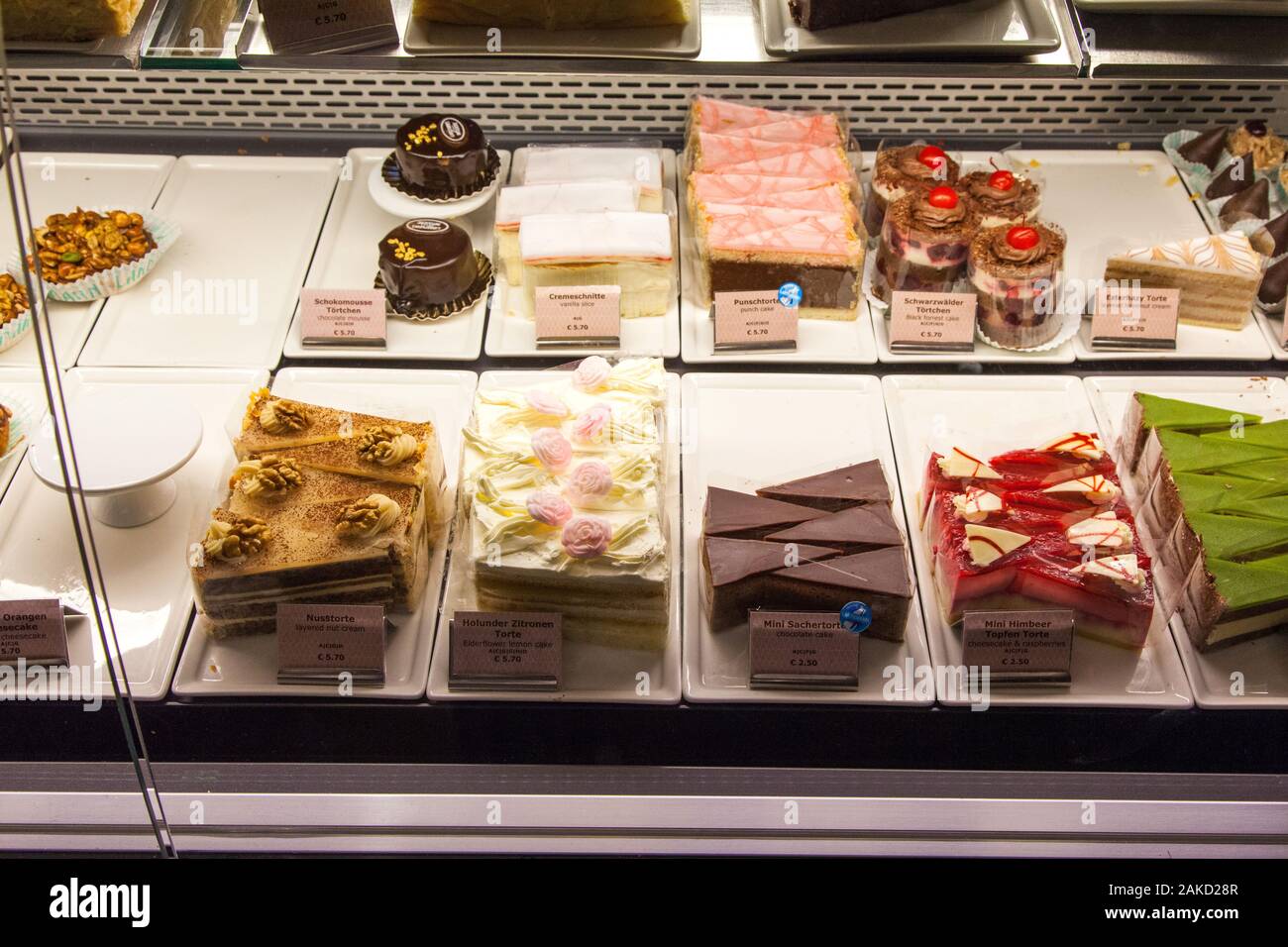 cakes on display at Café Landtmann, Universitätsring, Vienna, Austria