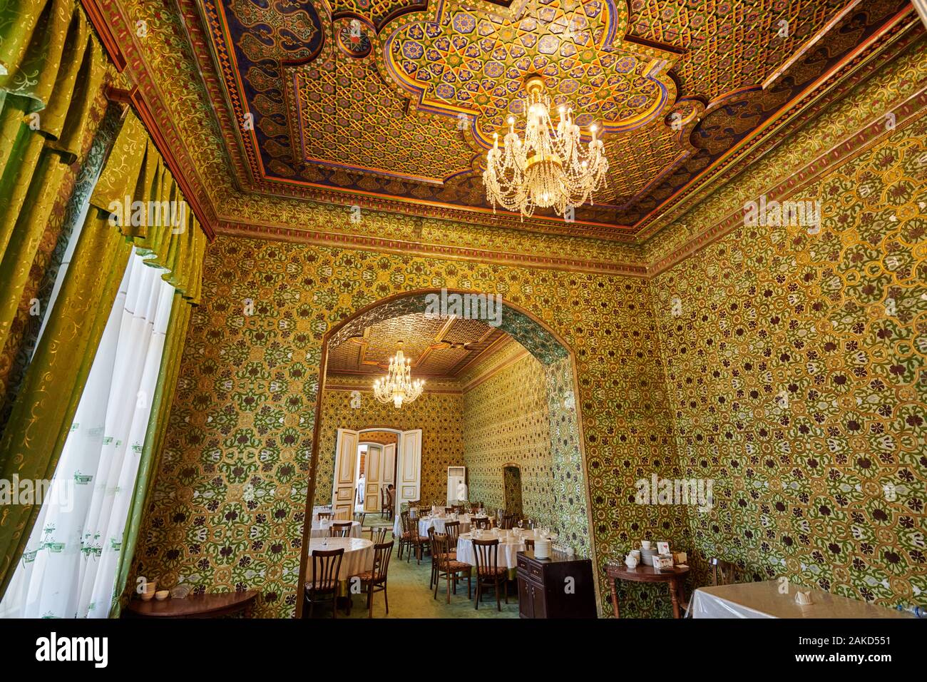 interior shot of summer residence of last Khan Qibla Tozabog, Khiva, Uzbekistan, Central Asia Stock Photo
