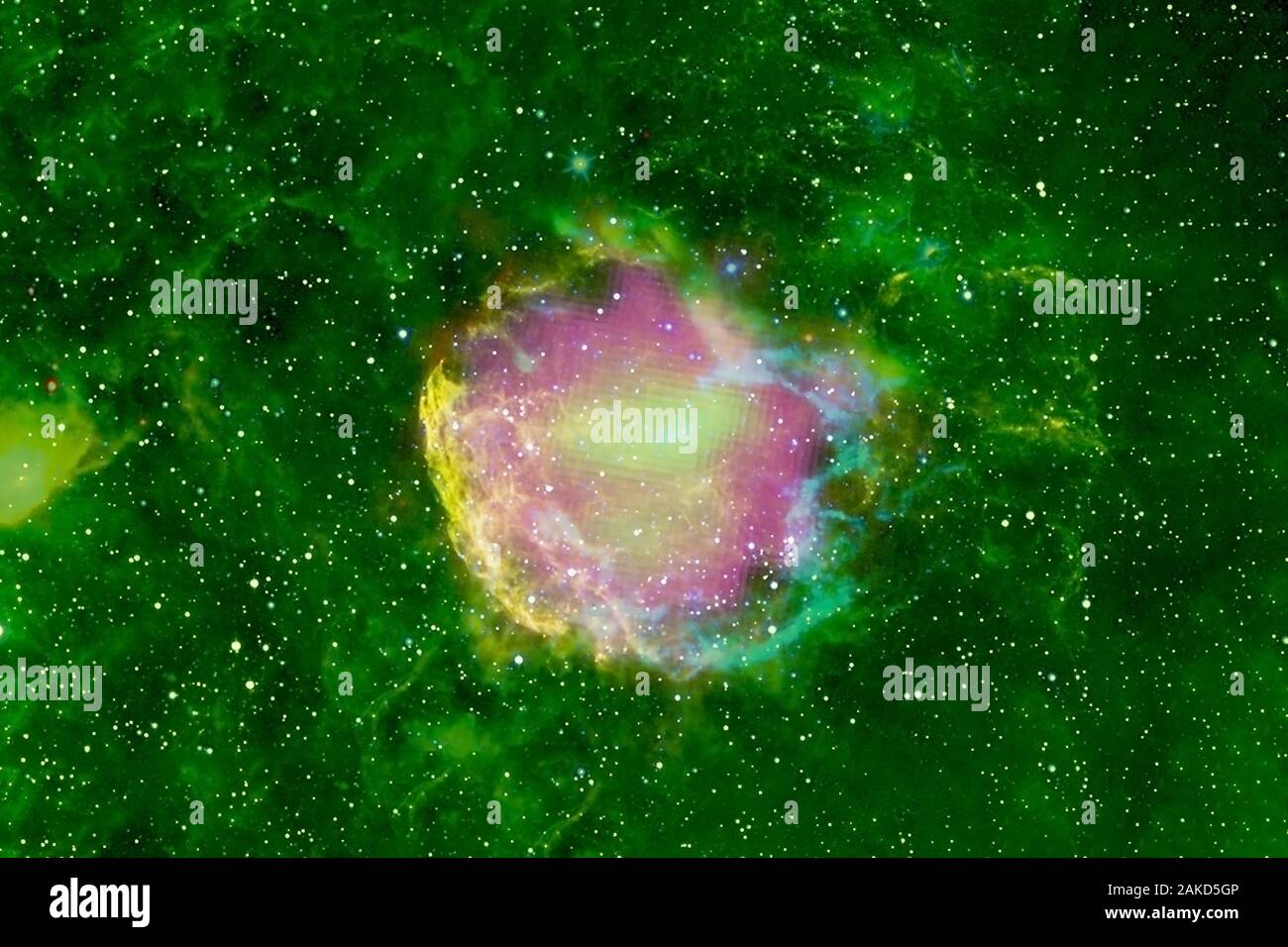 Green nebula with a bright cloud and stars. Elements of this image were ...