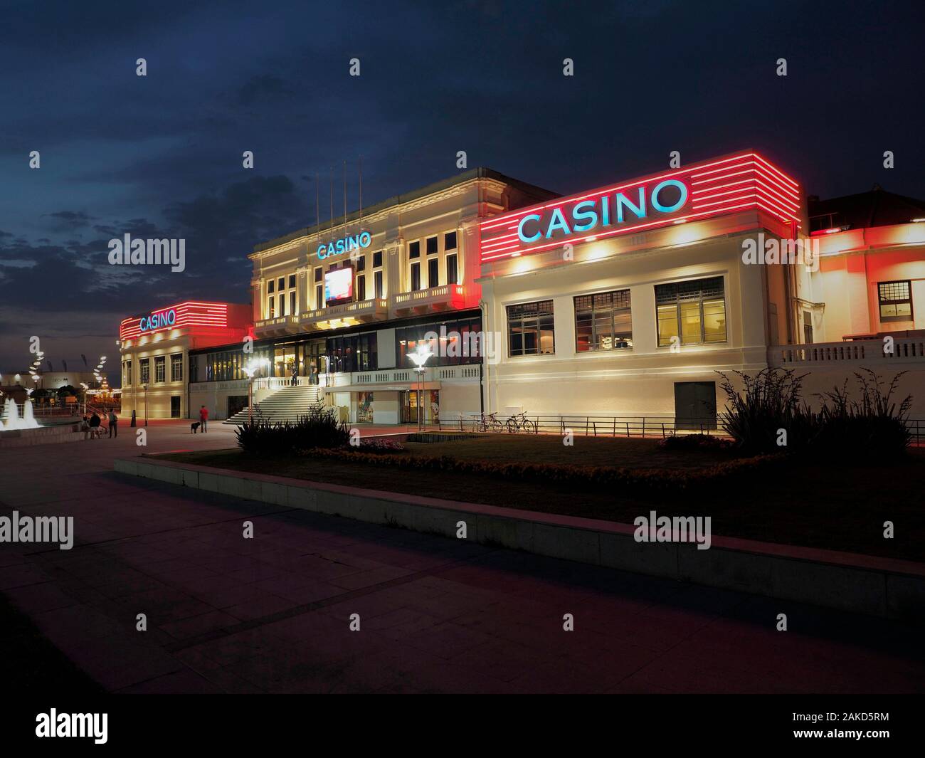 Evening shot of the casino building in Povoa de Varzim, northern Portugal Stock Photo