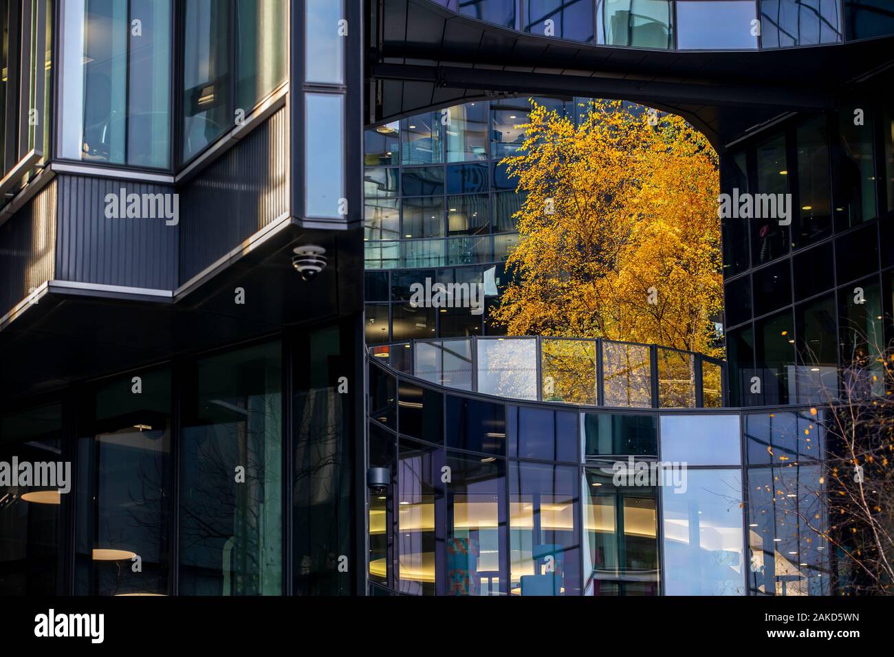 Courtyard of an office building, at More London Riverside, PWC building ...