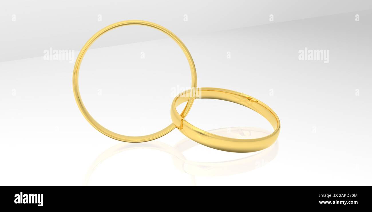 Wedding Rings Stock Image Wedding band, rings, isolated on white background with reflection, 3D ...