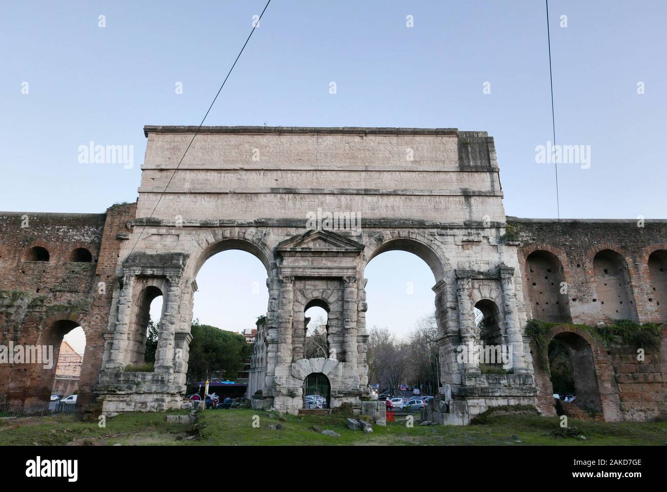 The Porta Maggiore or Porta Prenestina ancient ì 3rd-century Aurelian Walls of Rome Stock Photo