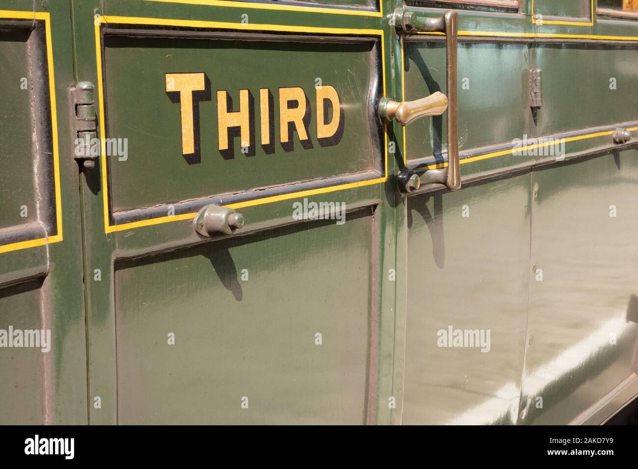 details of coaches on the Isle of Wight Steam Railway Stock Photo
