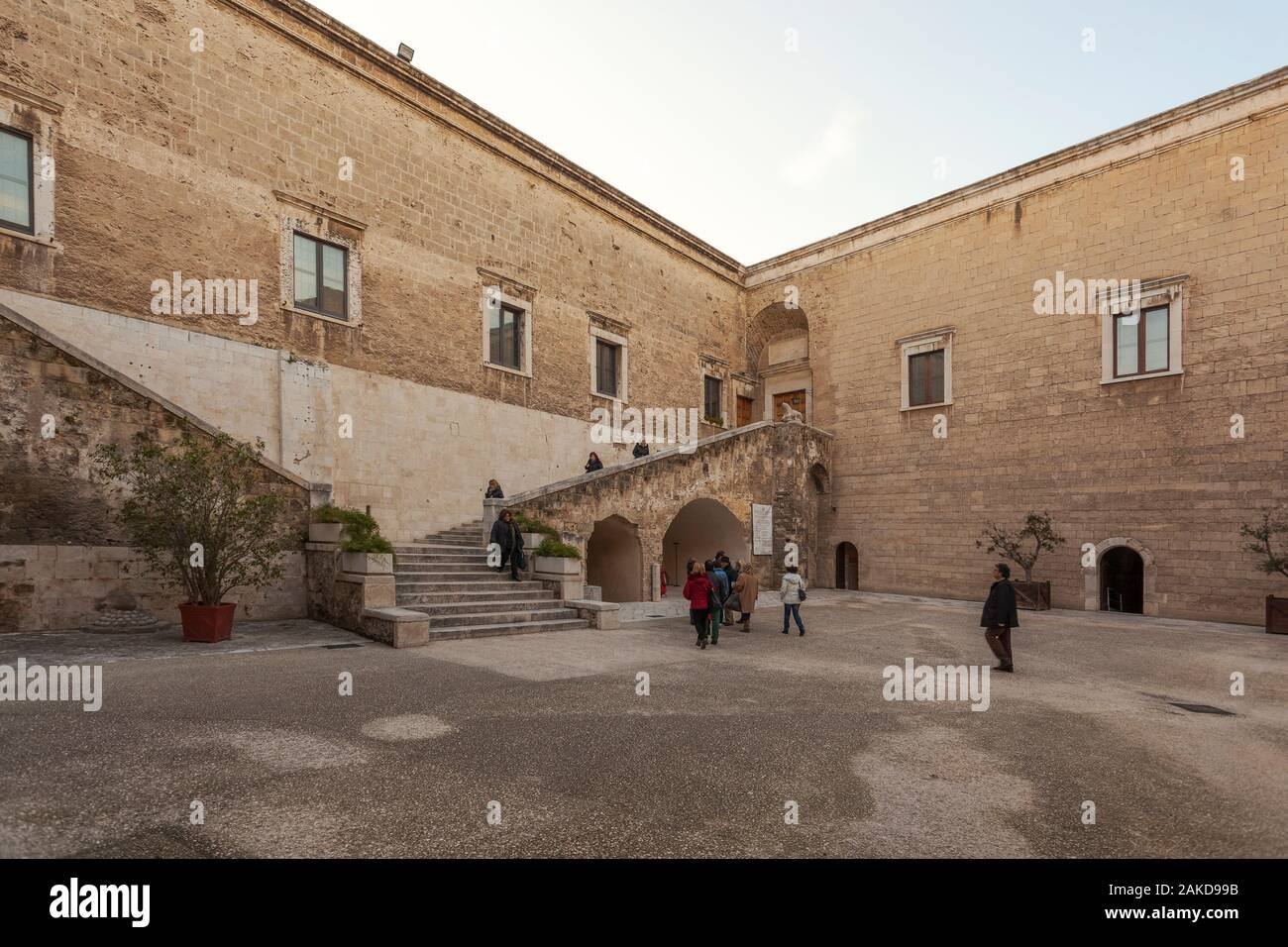 The court of the Swabian Castle or Castello Svevo in Bari, Puglia, Italy Stock Photo