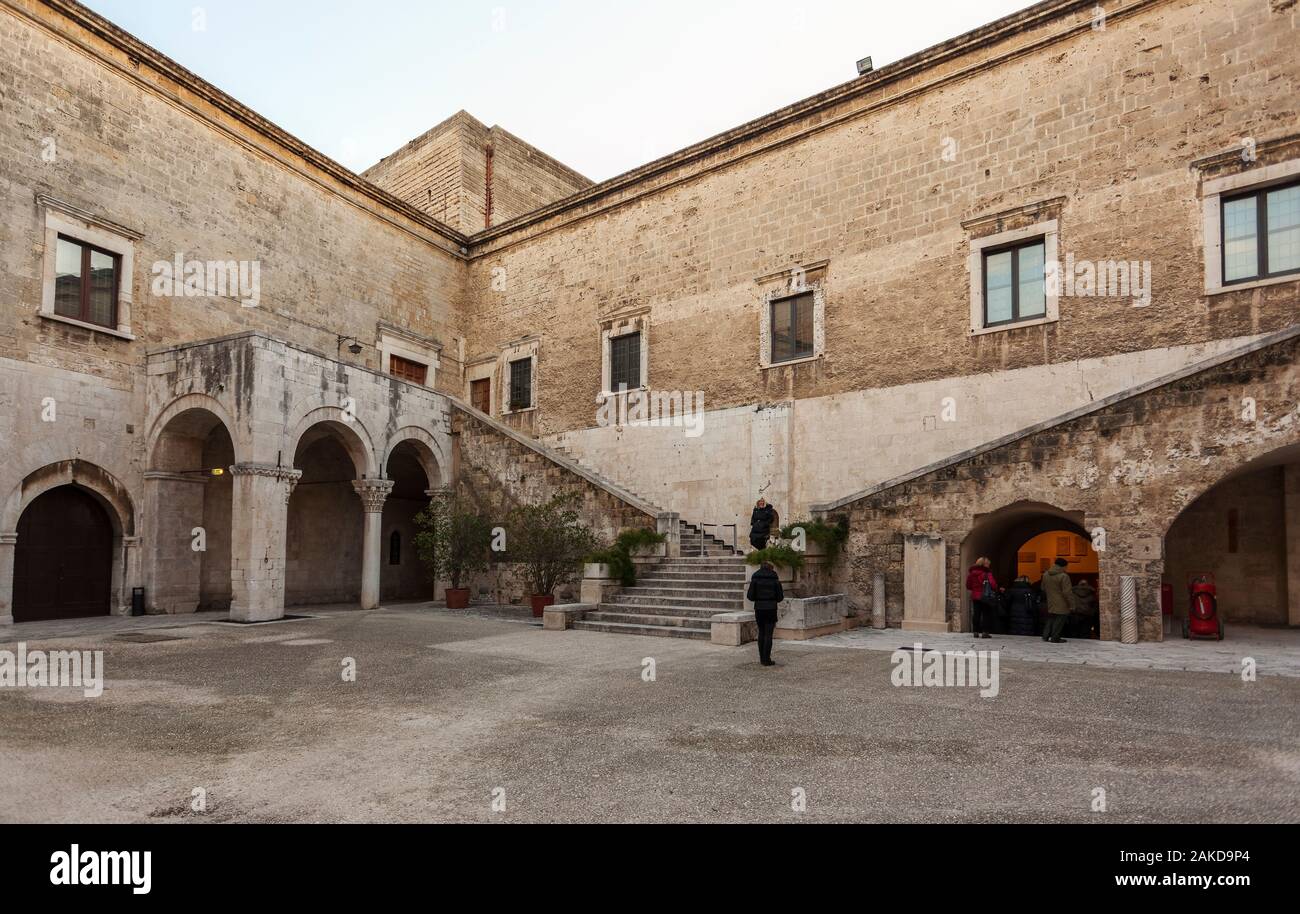 The court of the Swabian Castle or Castello Svevo in Bari, Puglia, Italy Stock Photo