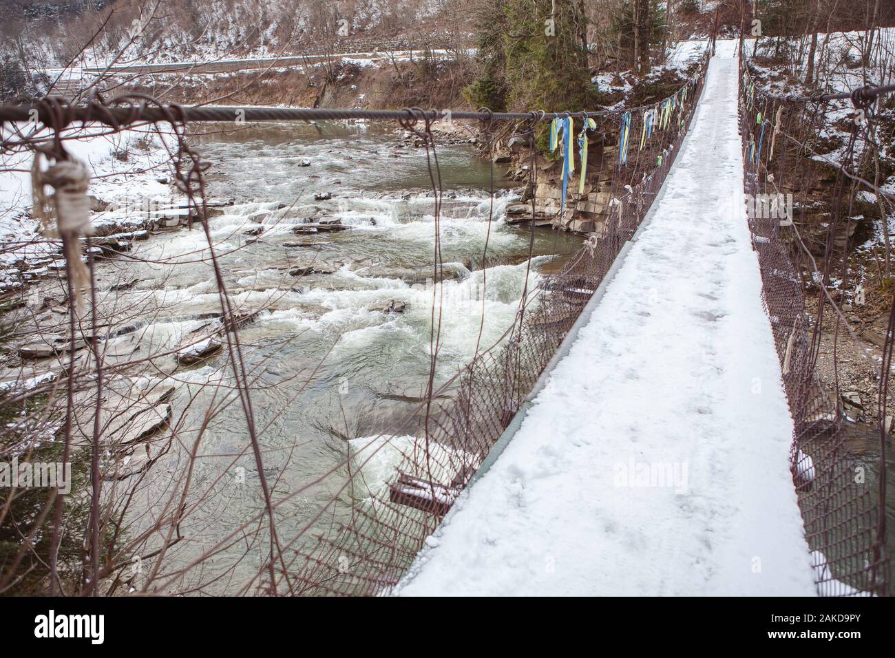 canopy bridge covered by snow Stock Photo Alamy