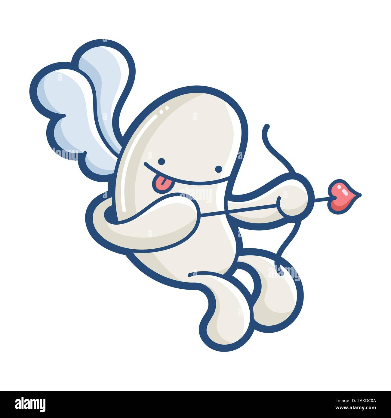 kawaii cupid monster cartoon illustrationisolated on white Stock Vector