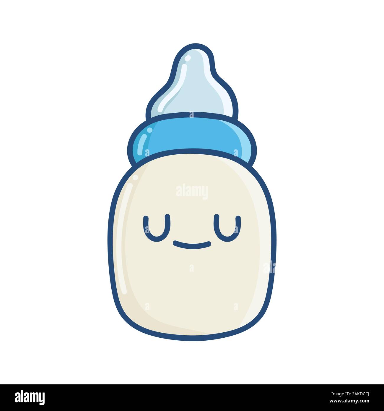 kawaii baby bottle cartoon illustration isolated on white Stock Vector