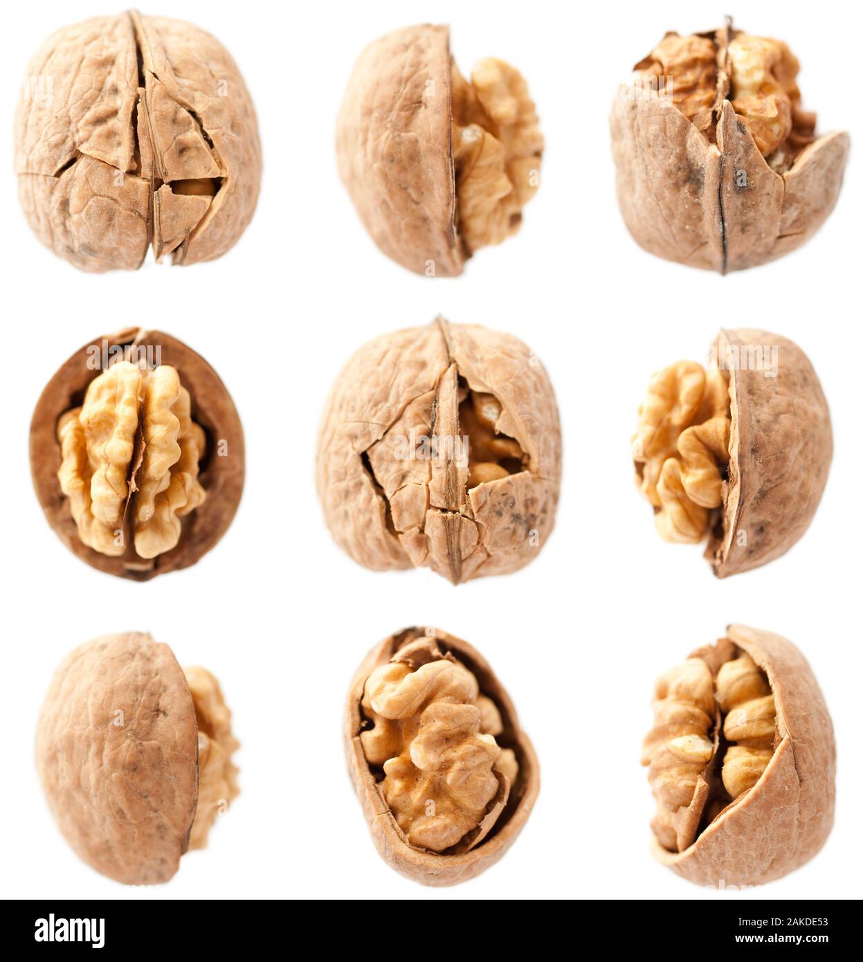 Crack open nuts on isolated white background Stock Photo Alamy