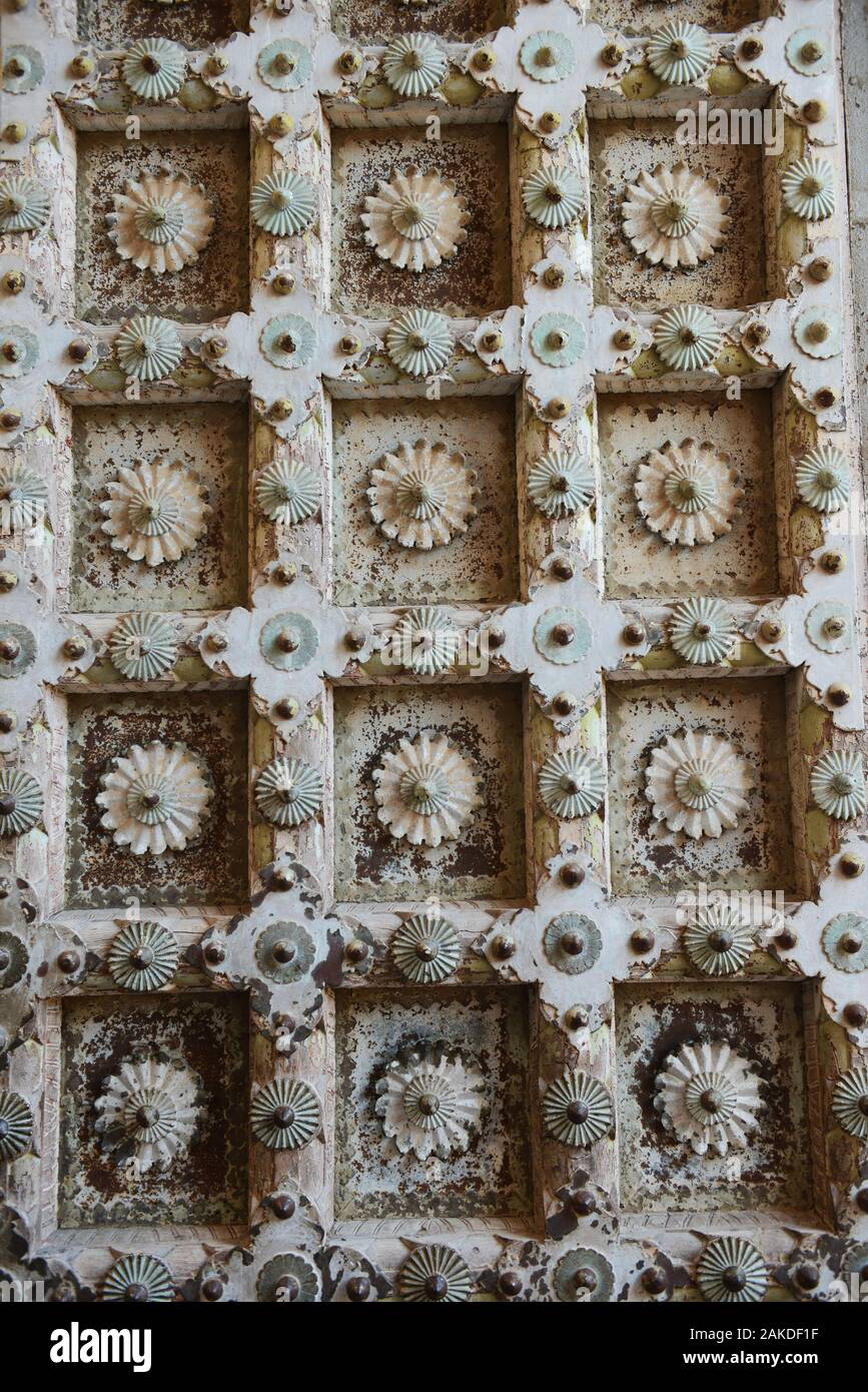 Detailed door at one of the gates in the mehrangarh fort in India. Stock Photo