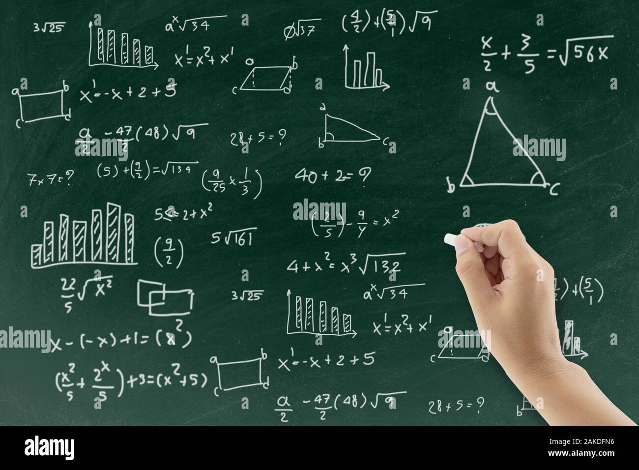 Chalkboard with hand writing math formula background, back to school  education concept Stock Photo - Alamy