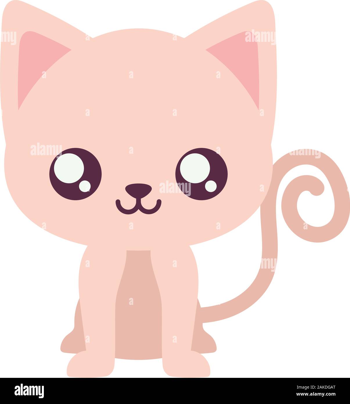 kawaii cat, kawaii anime Stock Illustration