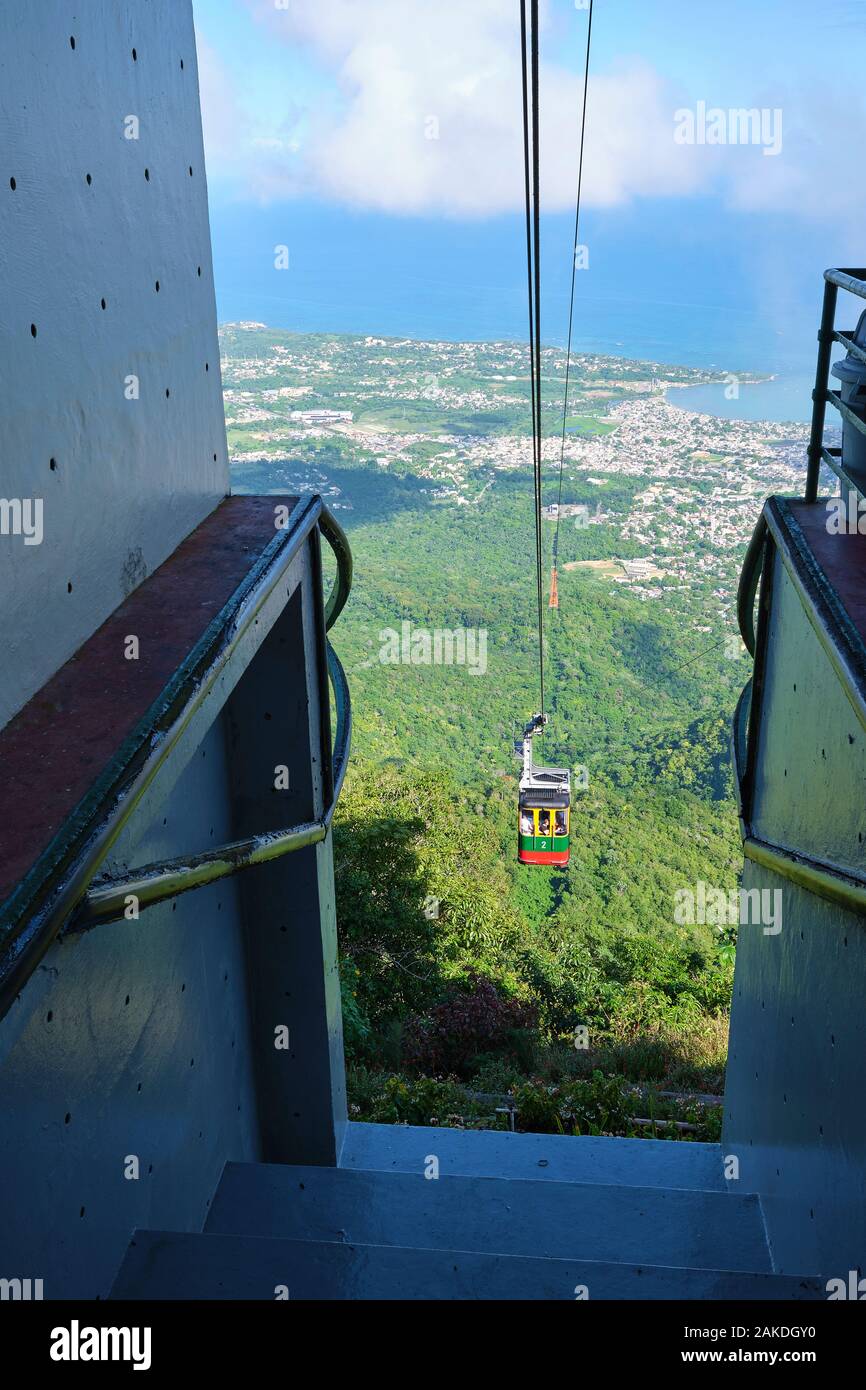 Cable car ascending mount Isabel de Torres in Puerto Plata Dominican