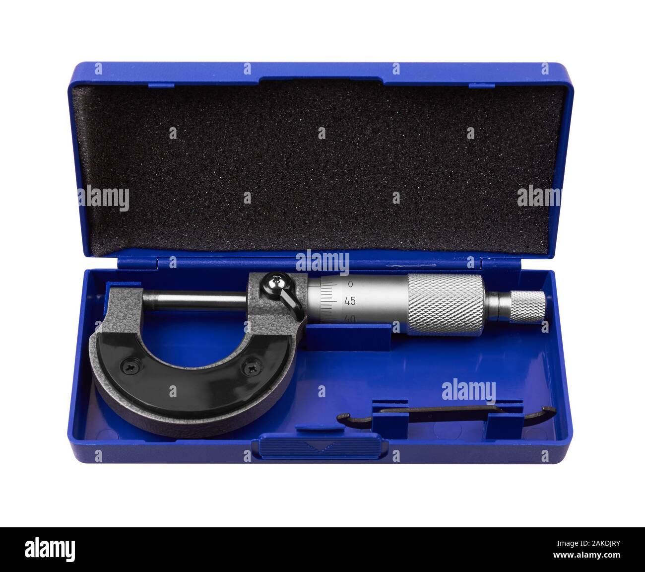 Micrometer in box isolated on white background Stock Photo Alamy