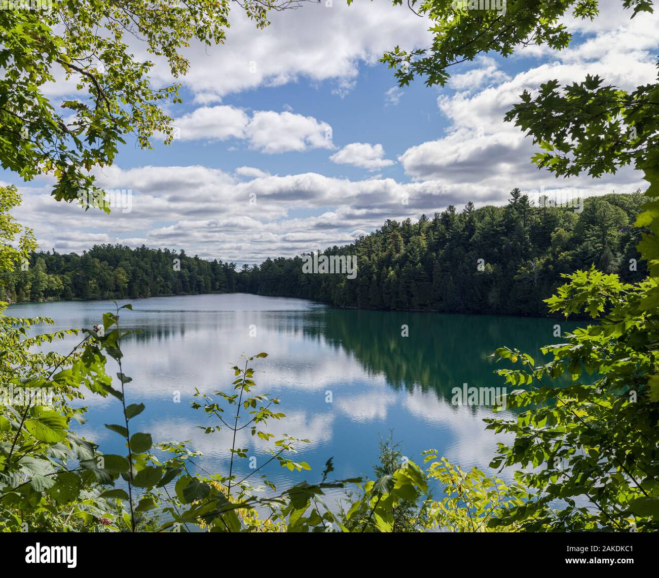 Pink Lake is a meromictic lake located in Gatineau Park, Quebec, Canada. Pink  Lake is named after a family of Irish settlers Stock Photo - Alamy