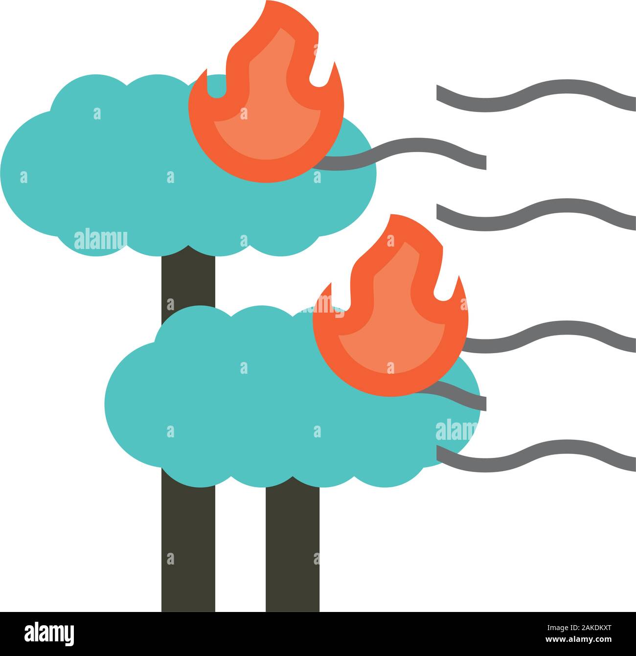 Trees with flames design, Pollution factory environment dirty danger