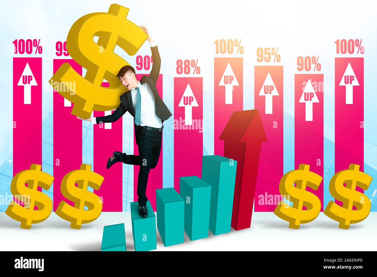 young businessman with  business chart concept Stock Photo