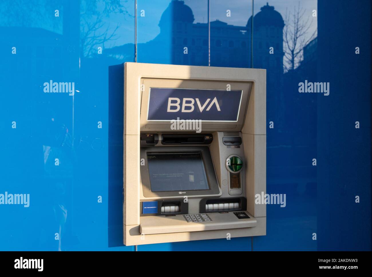 Spanish multinational BBVA bank ATM machine seen in Spain Stock Photo