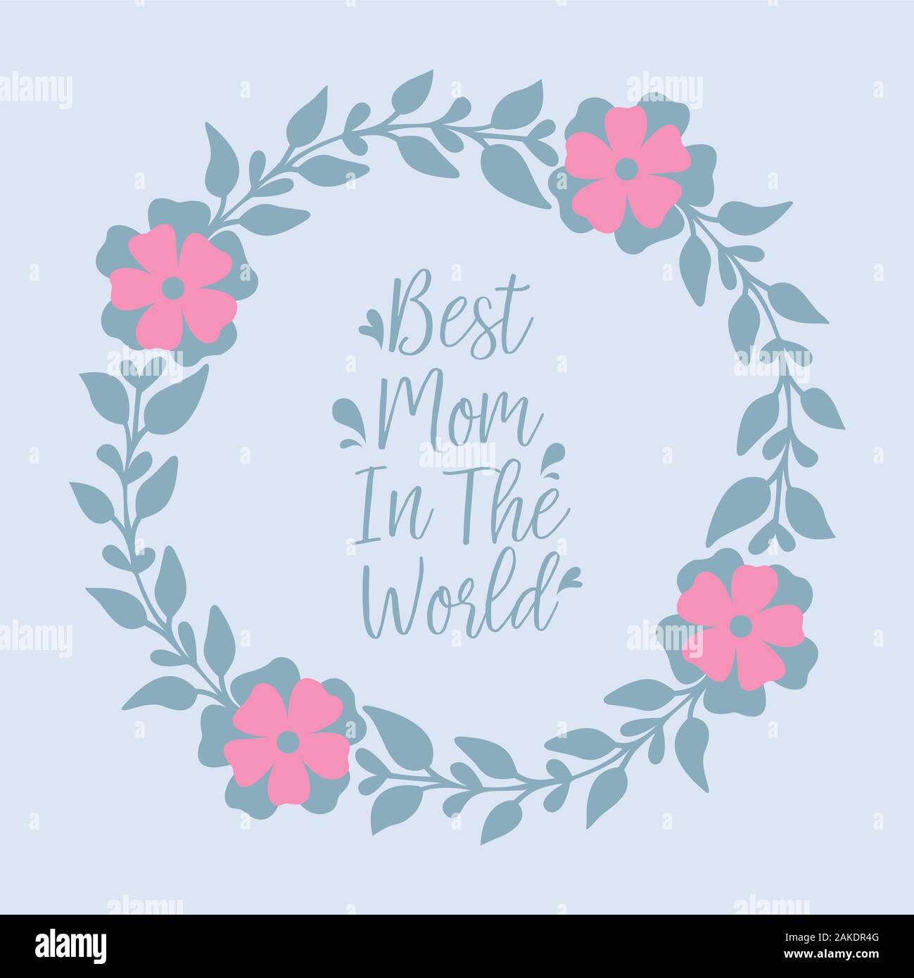 Modern pattern for best mom in the world greeting card, with leaf and ...