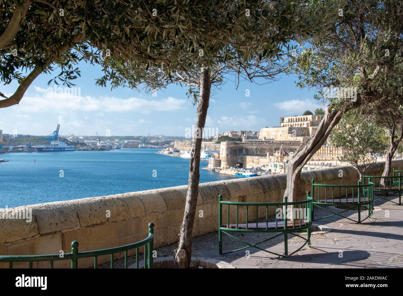 Lower Barakka Garden in Valletta, Malta, December 2nd, 2019 Stock Photo