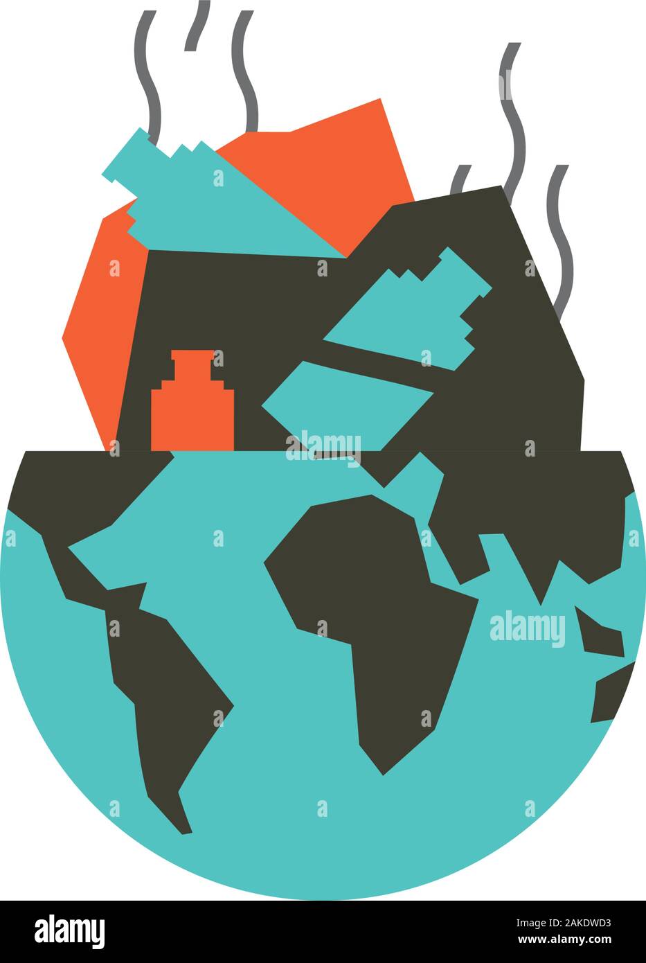 World and trash design, Pollution factory environment dirty danger