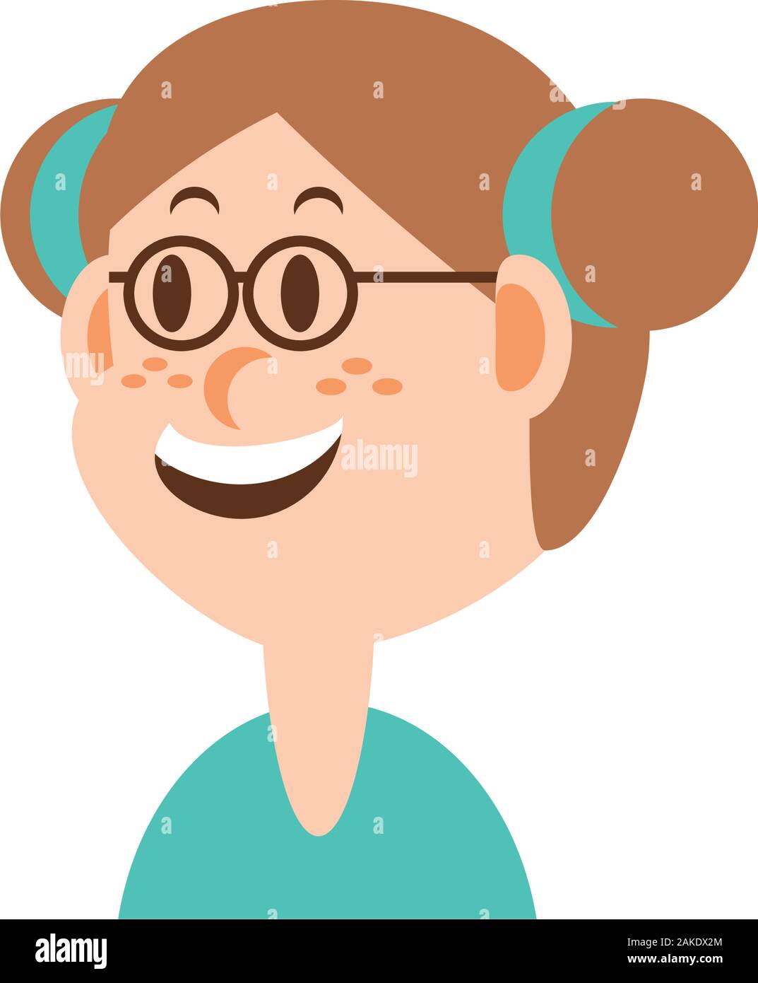 Girl cartoon with brown hair and glasses design, Kid childhood little people lifestyle casual