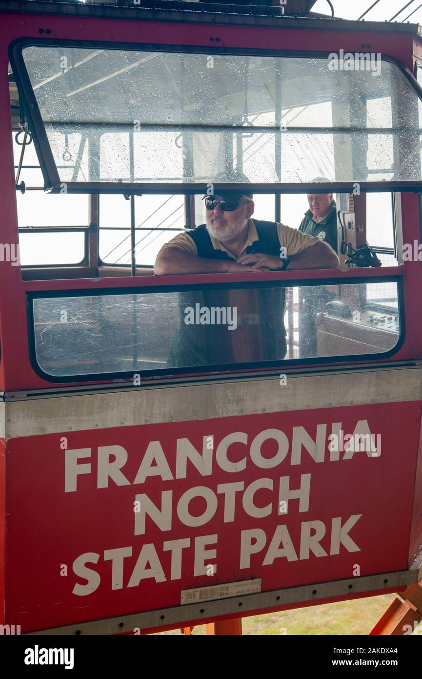 Cable car operator at Franconia Notch in New Hampshire Stock Photo