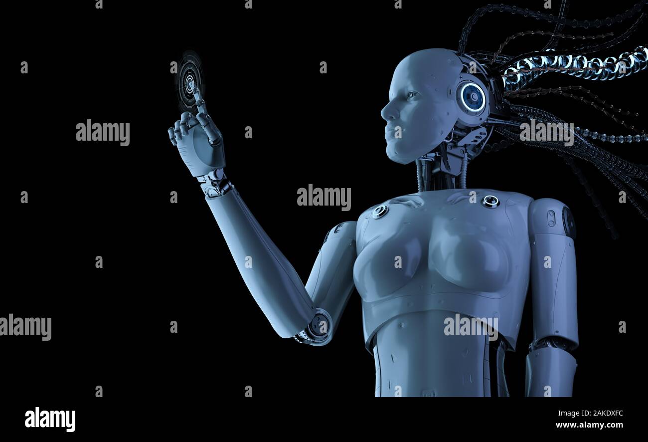 Cyborg Point 3d rendering female cyborg or robot with science fiction character ...