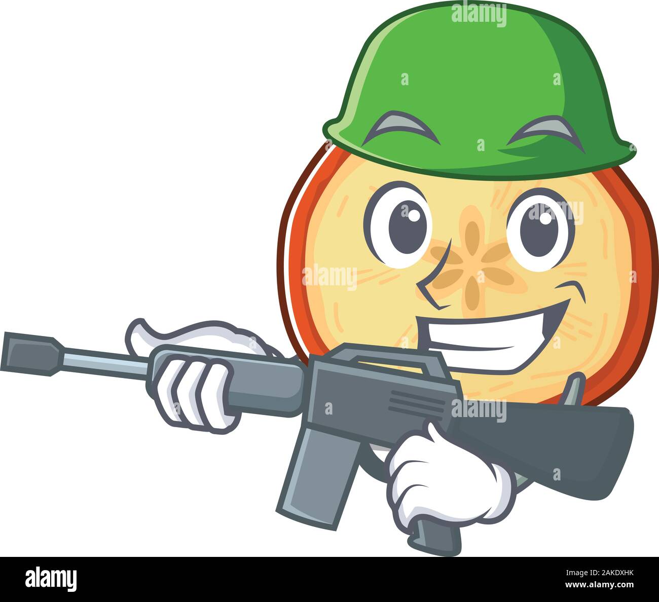 A cartoon design of apple chips Army with machine gun Stock Vector ...