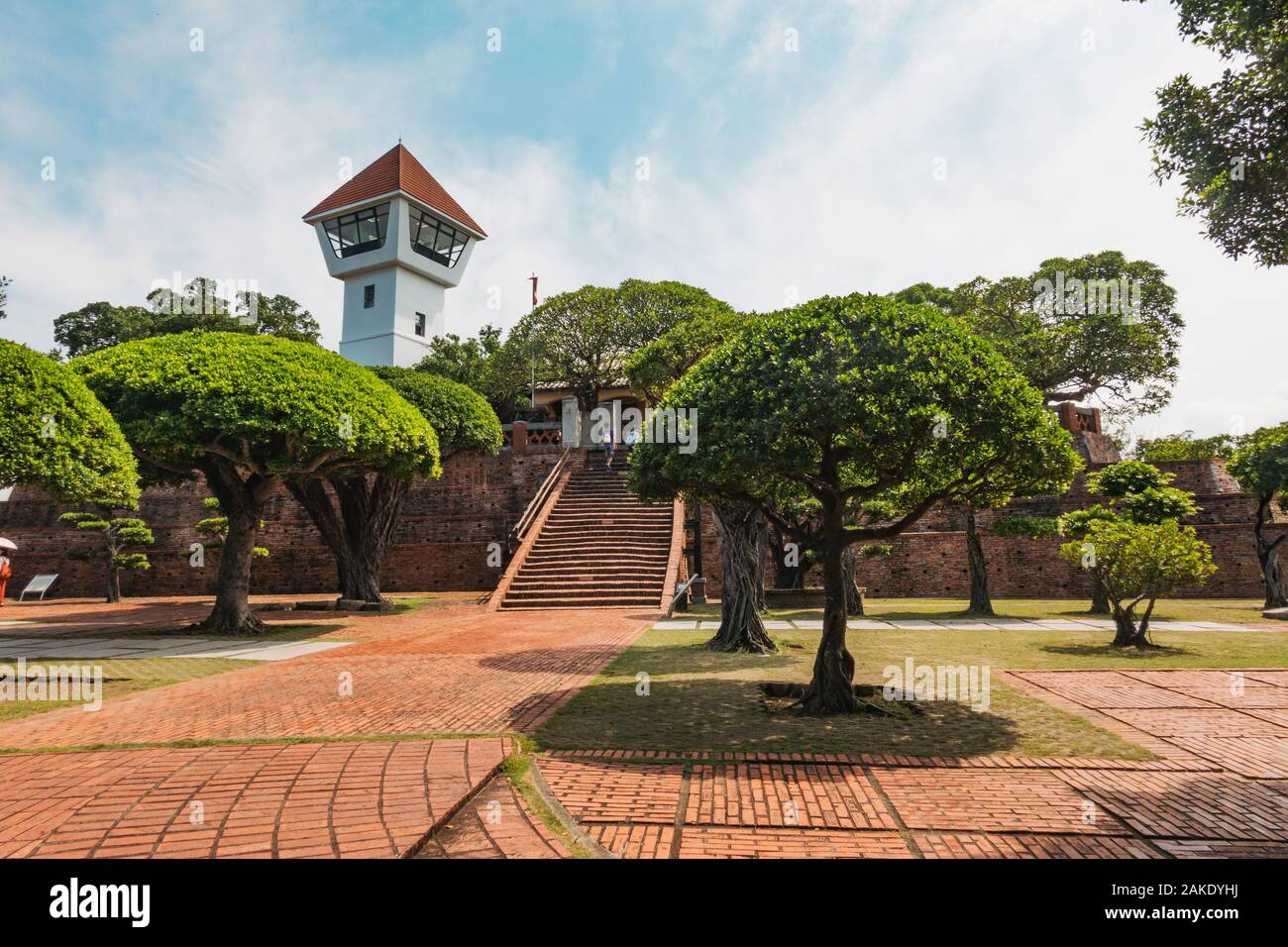 The reconstructed watch tower of Anping Old Fort, a 17th-century fortress built on a peninsula by the Dutch East India Company in Tainan, Taiwan Stock Photo
